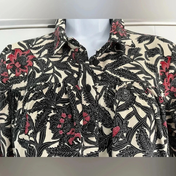 SUNCOO Paris/ Floral long sleeve top/ Button up/ Size US XS (fits like a US M) - Picture 4 of 13